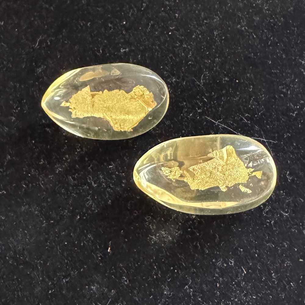 Gerda Lynggaard MONIES vintage 80’s clear‎ lucite clip earrings with gold foil